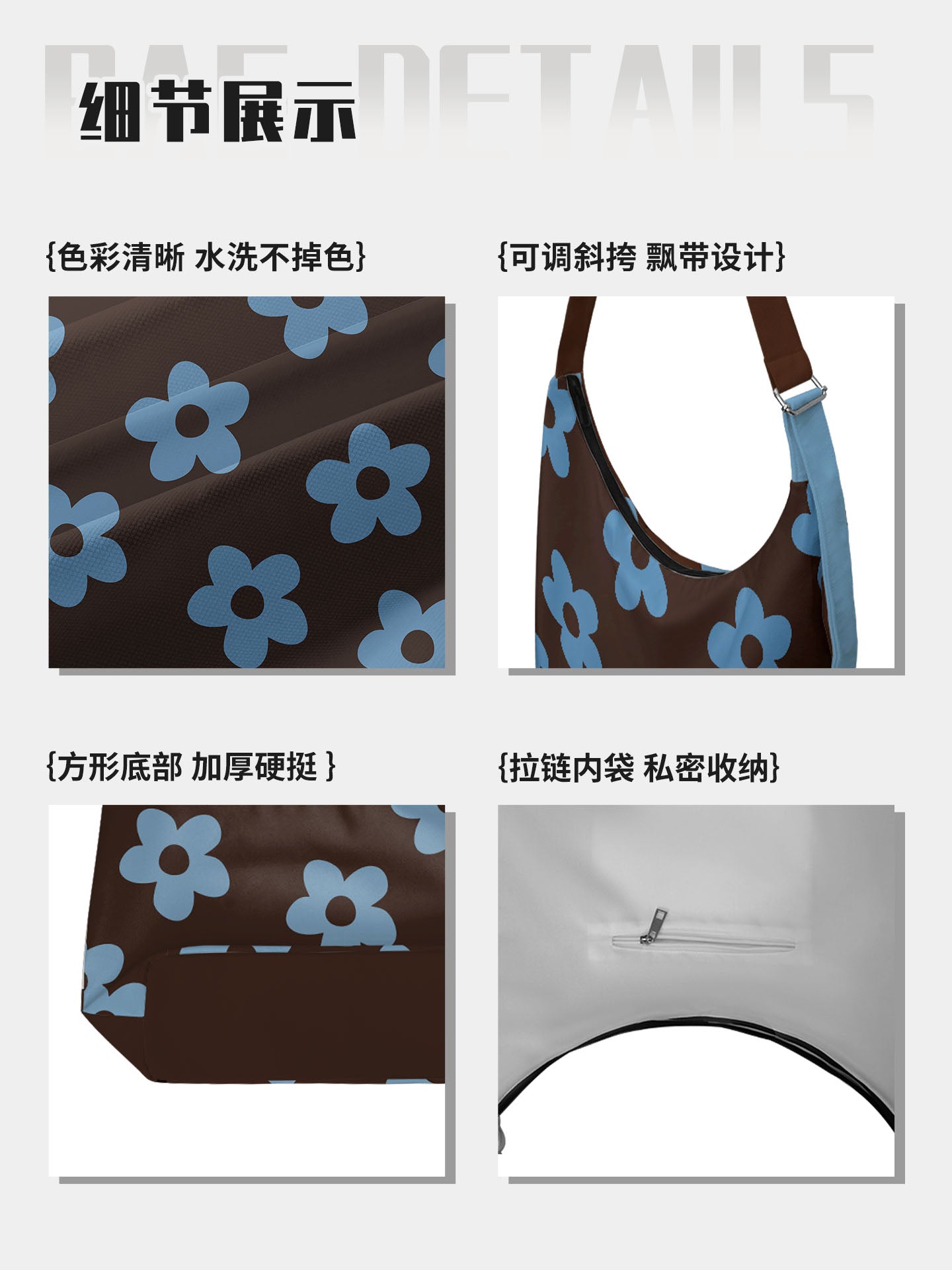 Blue Bloom Canvas Crossbody Bag