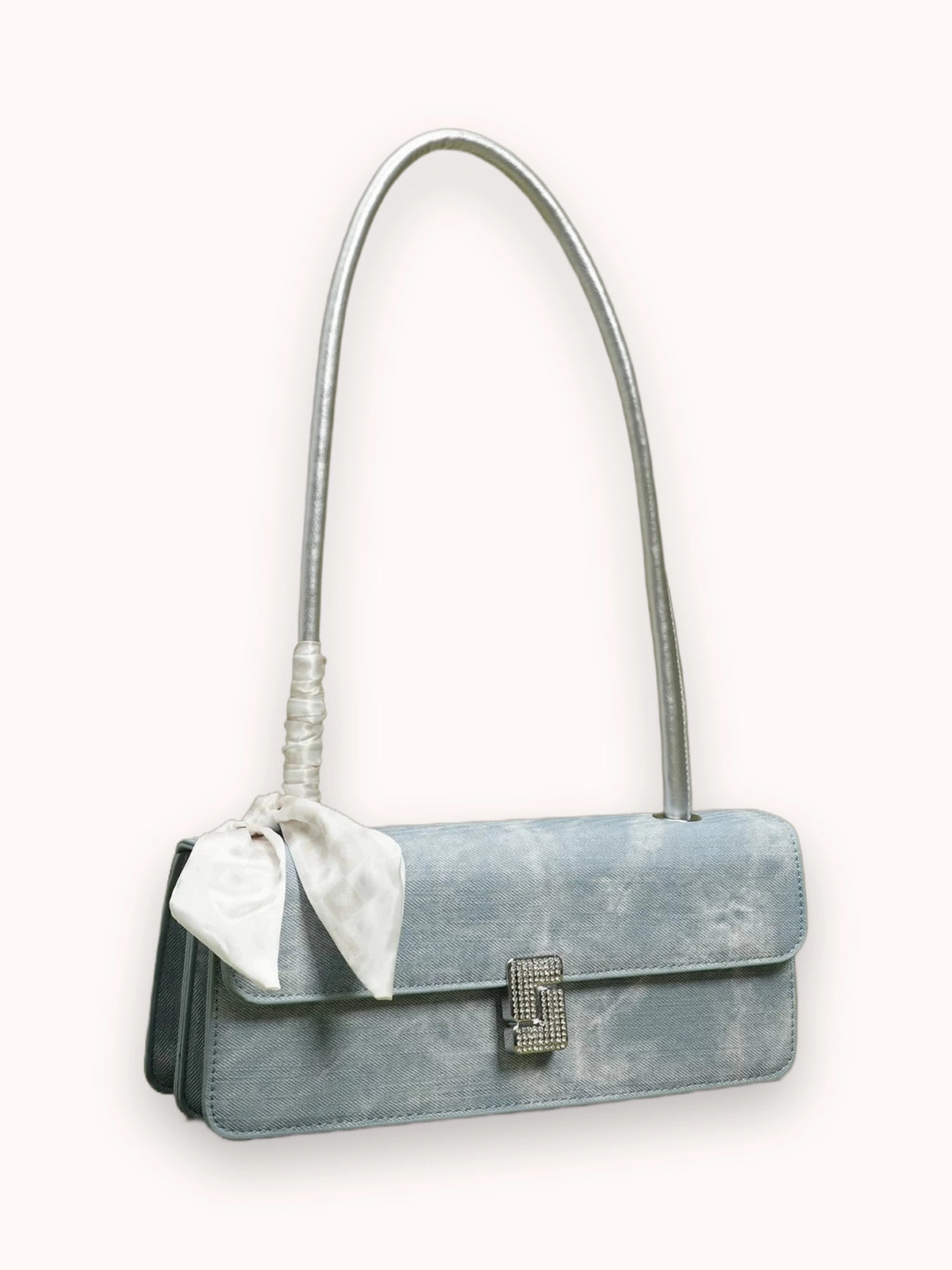 Bolso de hombro de terciopelo con cinta