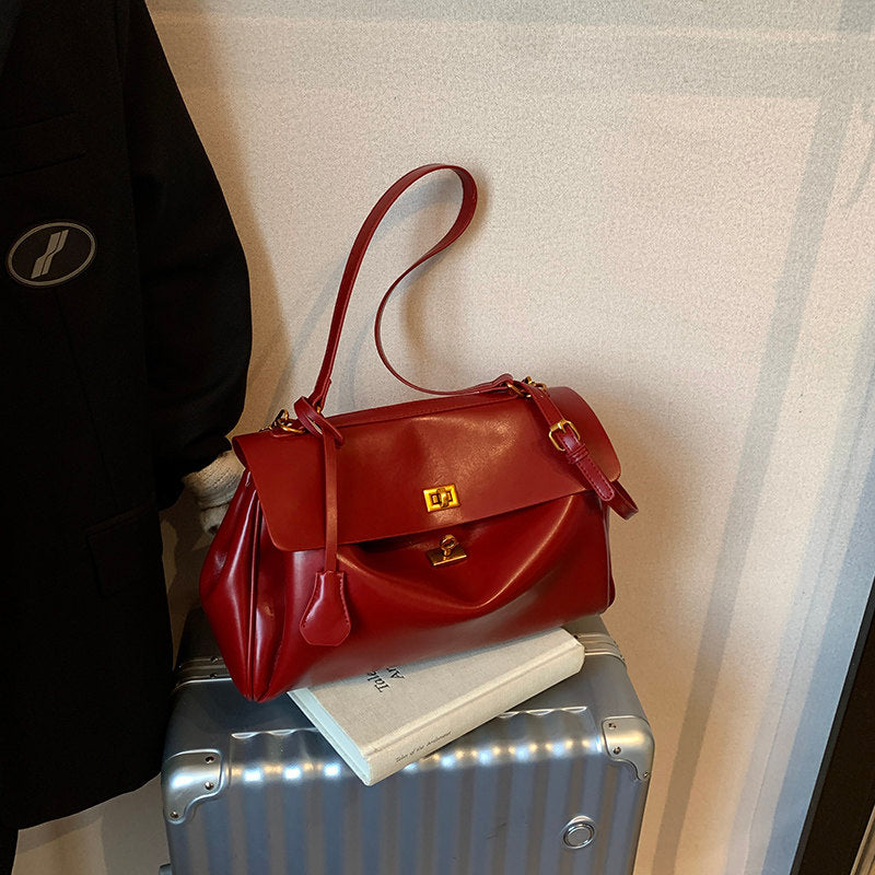 Audrey Vintage Turn-Lock Satchel Bag