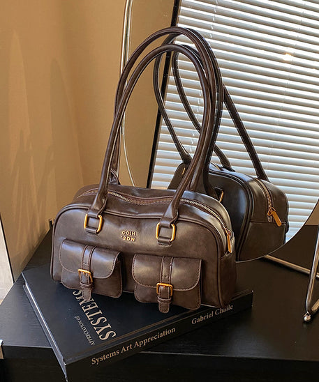 Bolso de hombro de piel lisa Toffee