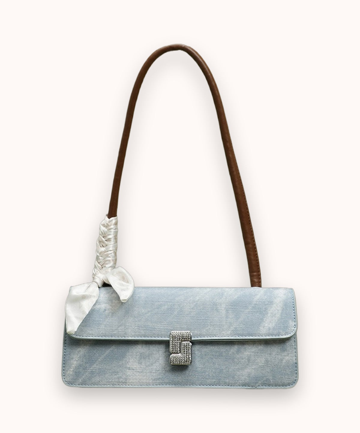 Borsa a spalla in velluto Ribbon