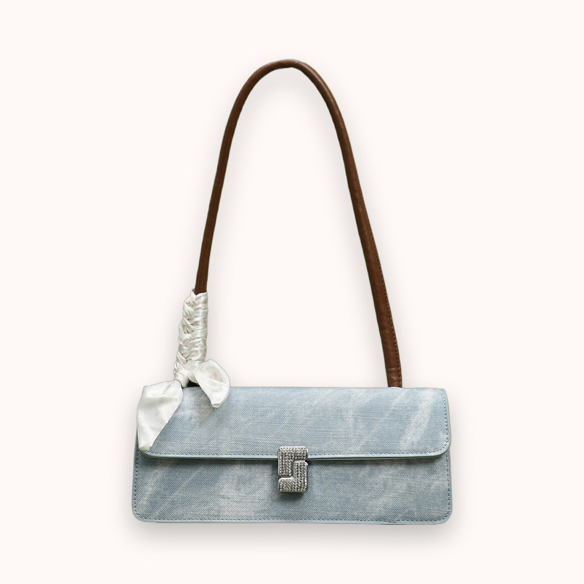 Bolso de hombro de terciopelo con cinta