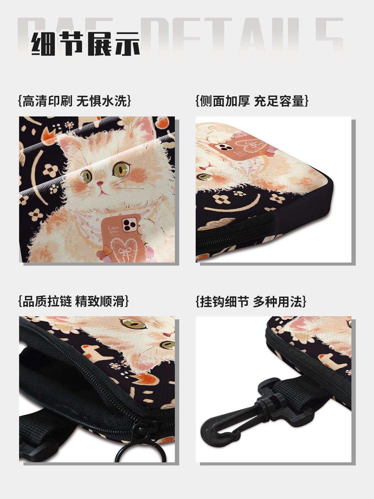 Selfie Curly Cat Canvas Card Wallet