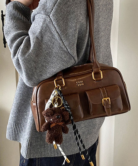Bolso de hombro de piel lisa Toffee