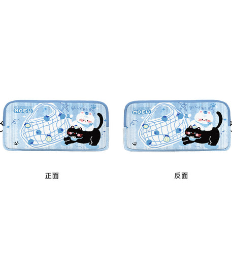 Blueberry Kitten Canvas Flat Pencil Case