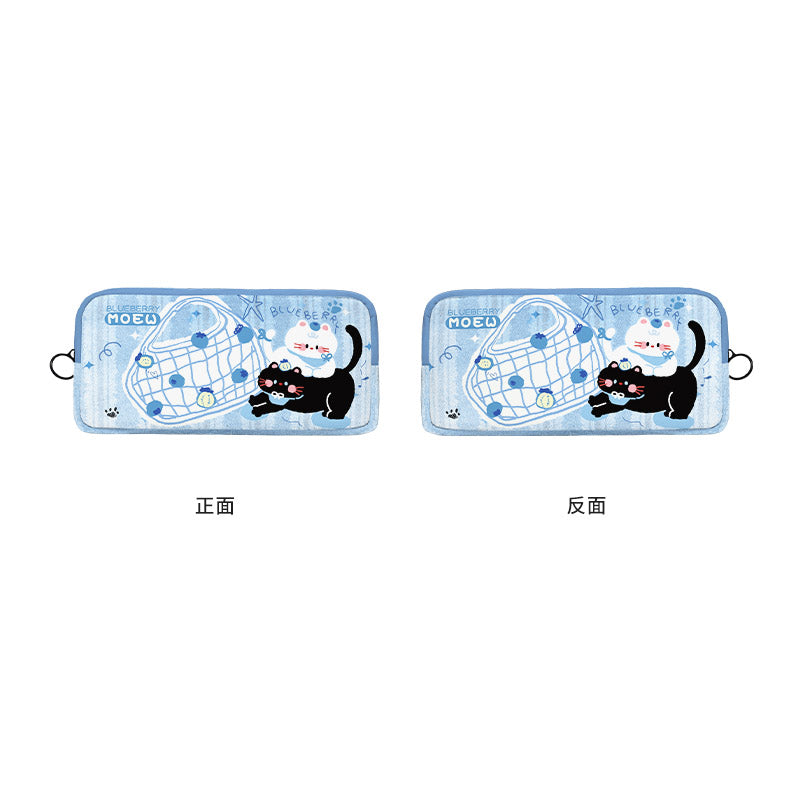 Blueberry Kitten Canvas Flat Pencil Case