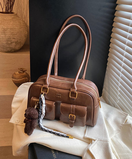 Bolso de hombro de piel lisa Toffee
