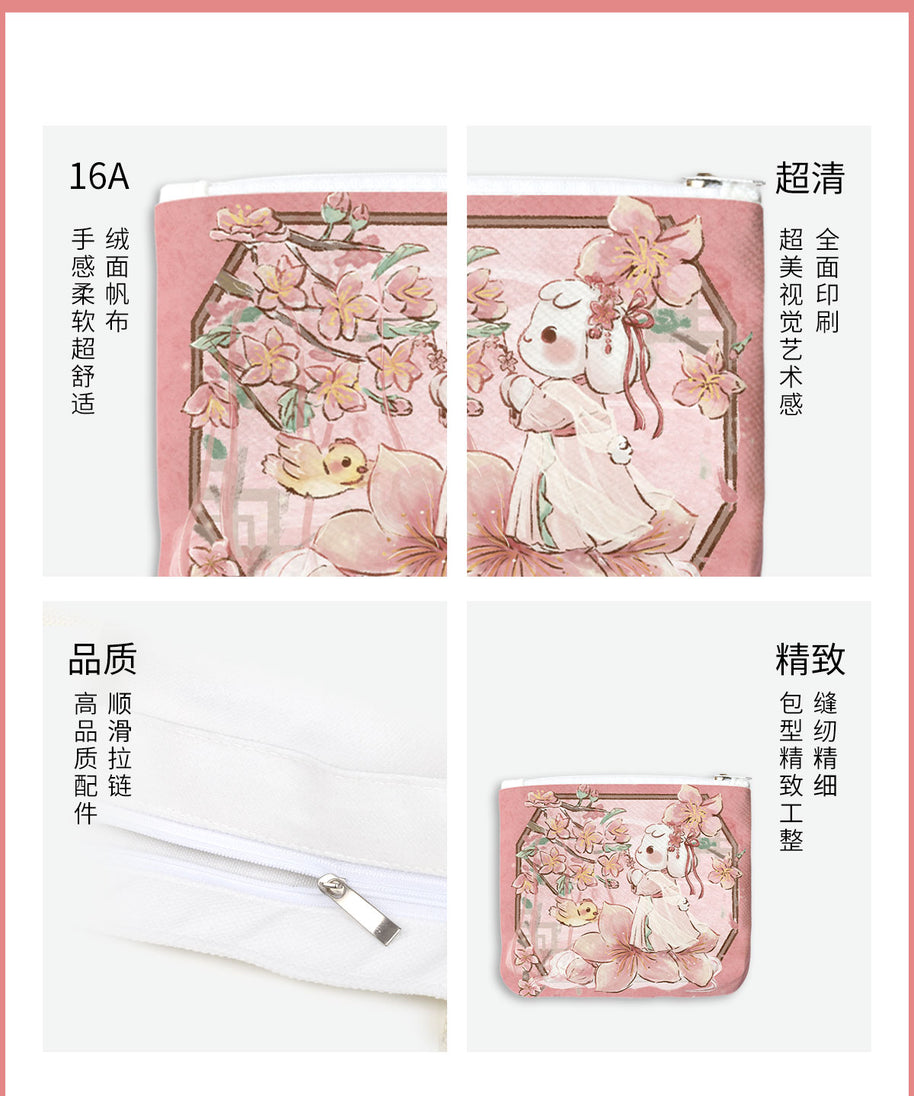 Peach Blossom Canvas Coin Purse