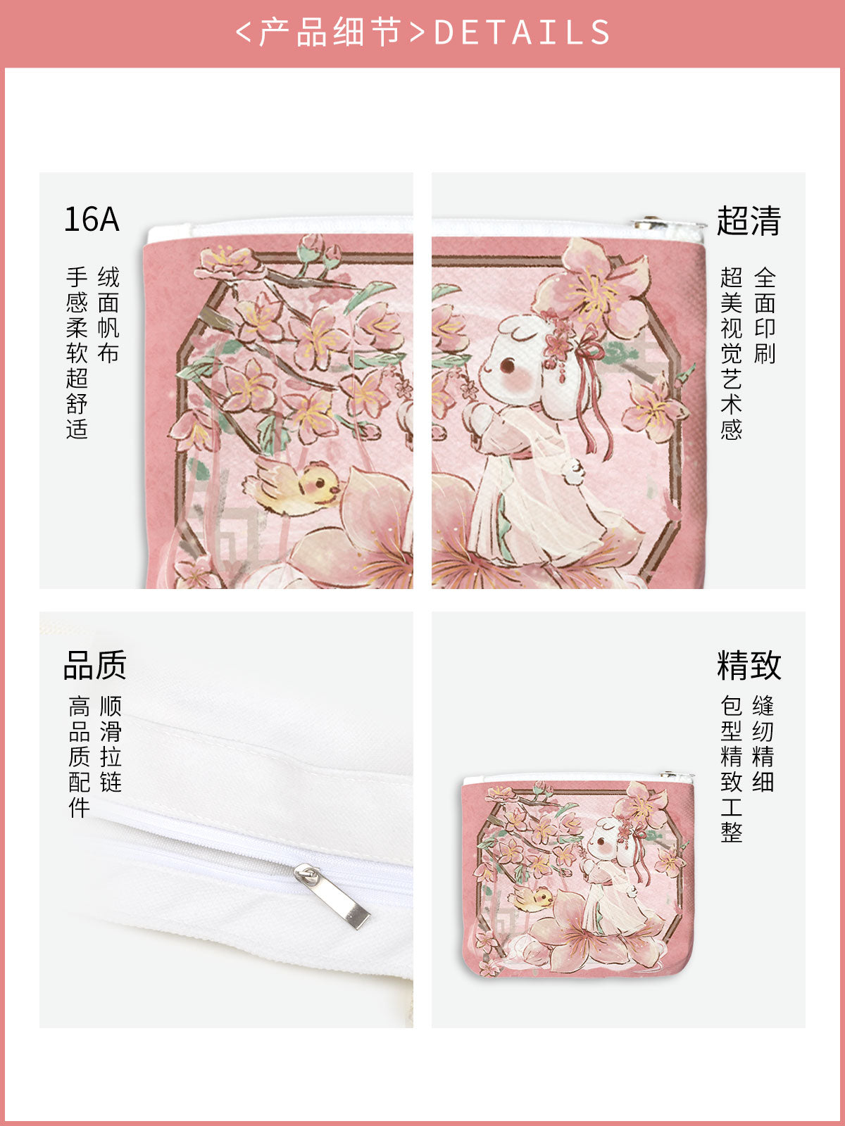 Peach Blossom Canvas Coin Purse