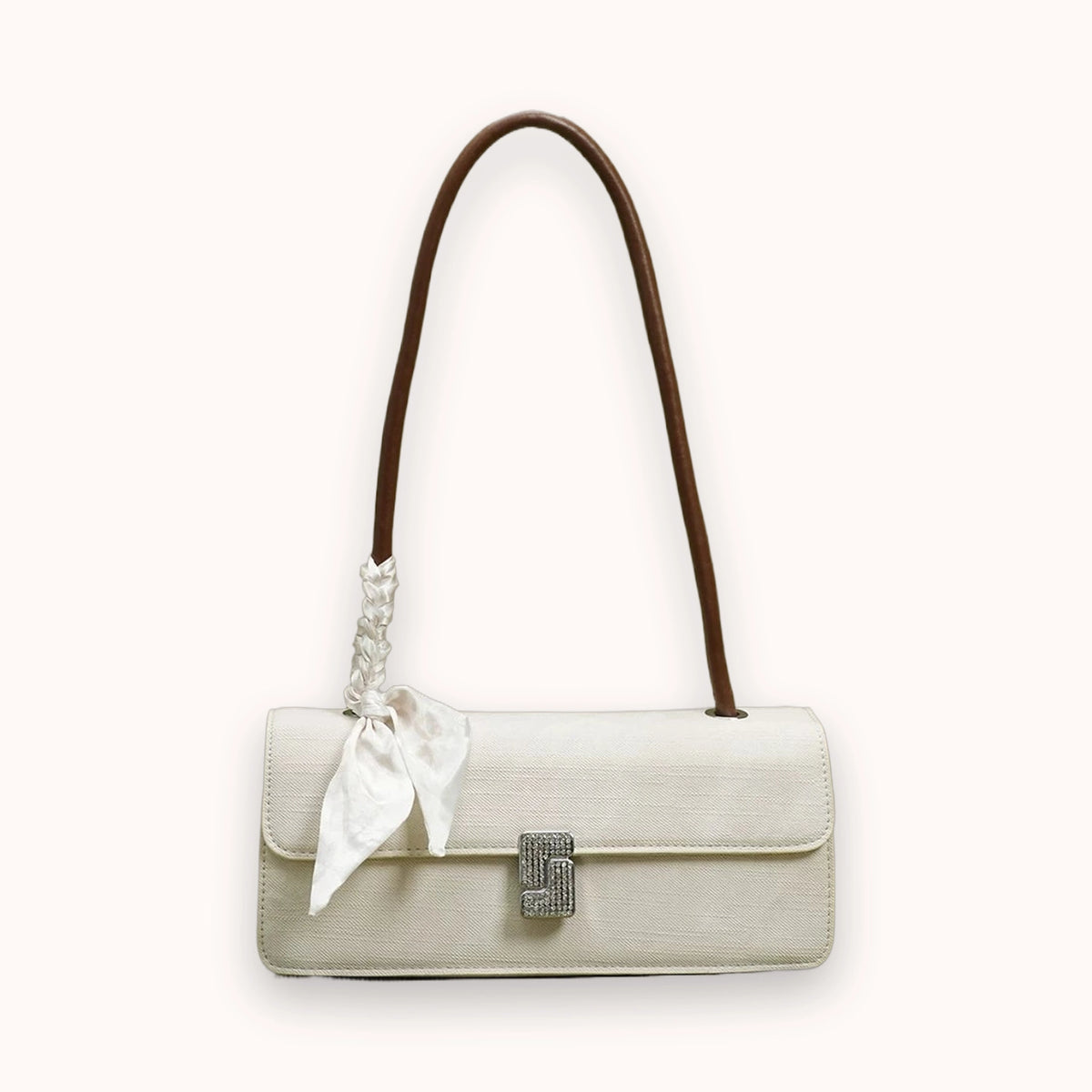 Bolso de hombro de terciopelo con cinta
