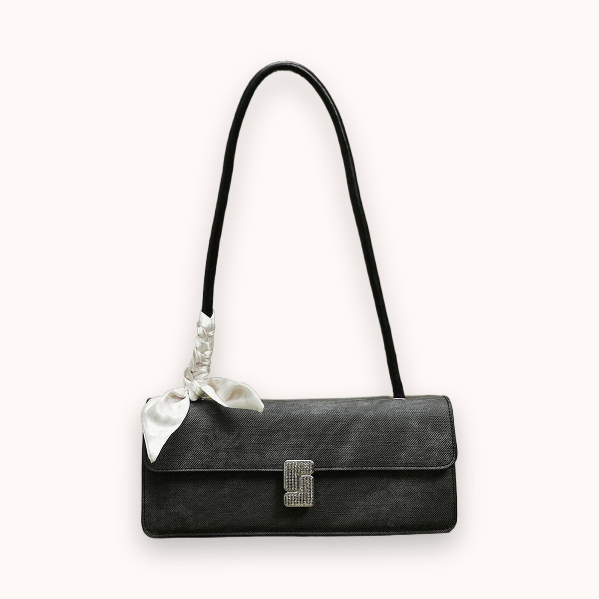 Bolso de hombro de terciopelo con cinta