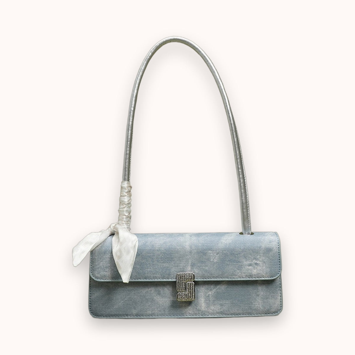 Bolso de hombro de terciopelo con cinta