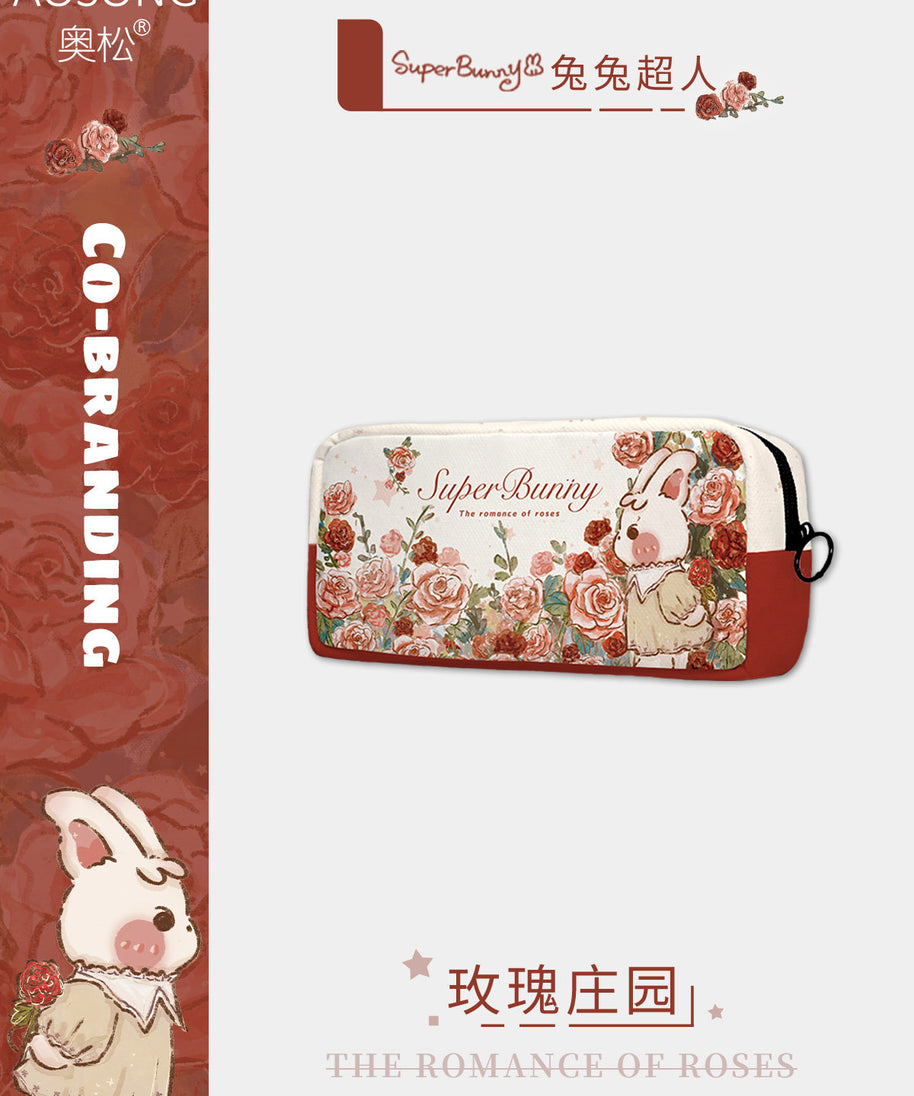 Rose Manor Canvas Flat Pencil Case