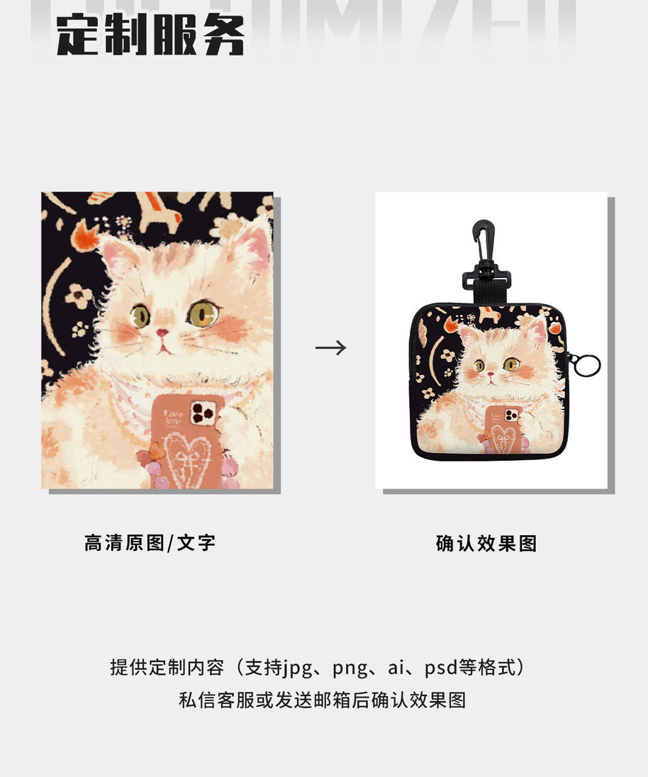 Selfie Curly Cat Canvas Card Wallet