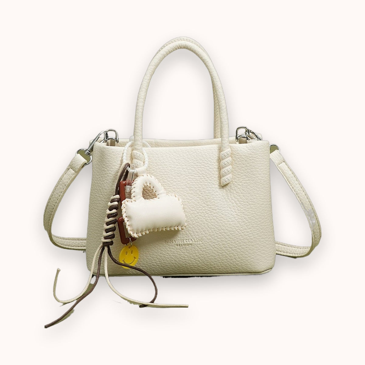 Minibolso tote de piel granulada Petal