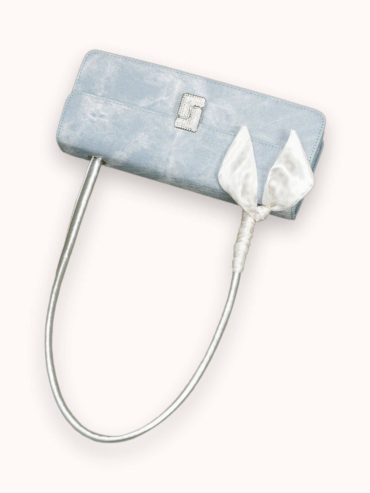 Bolso de hombro de terciopelo con cinta