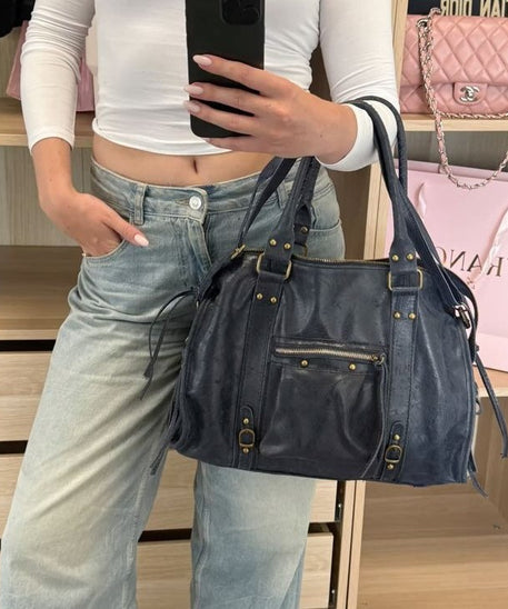 Throttle Studded Top-Handle Bag