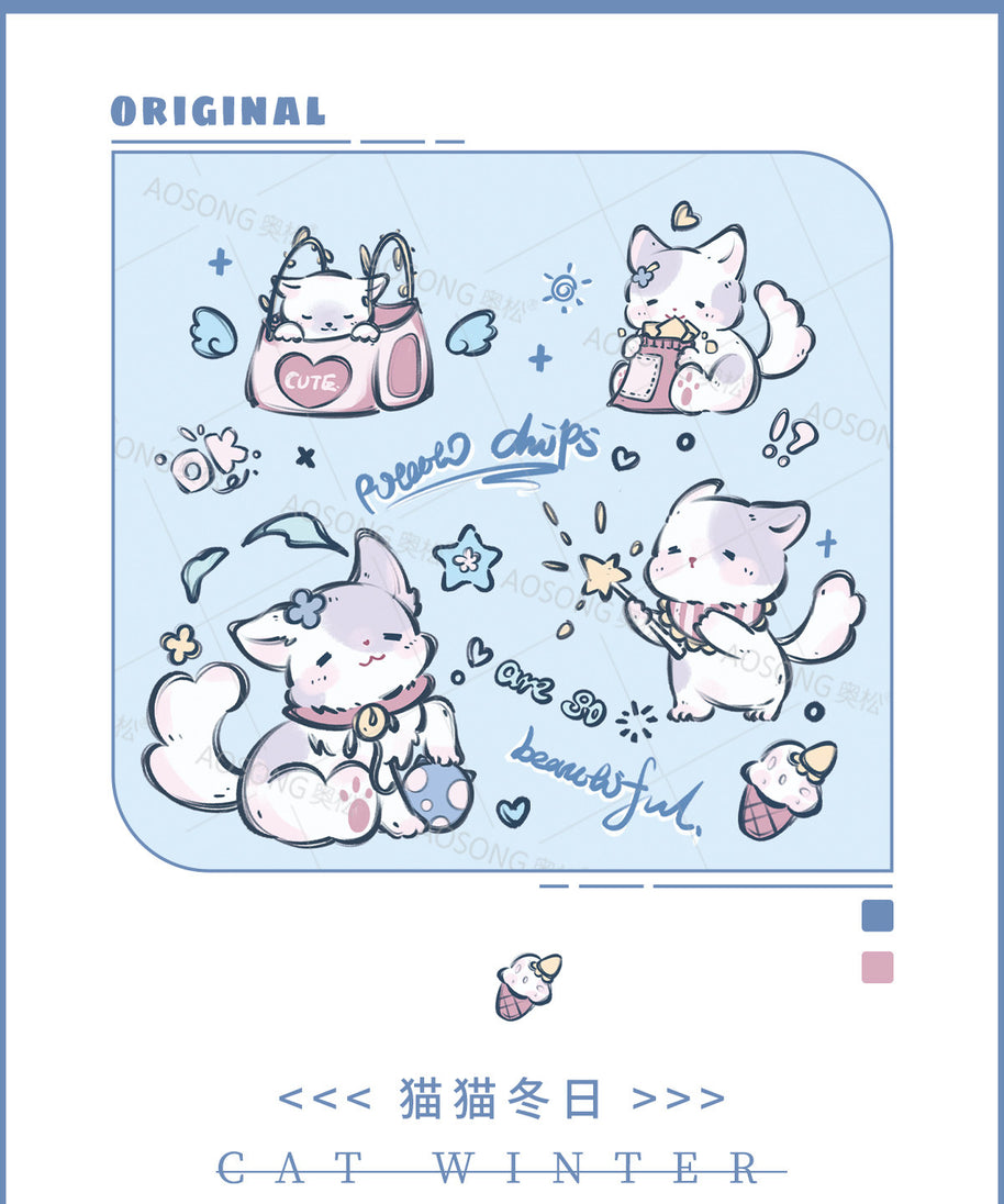 Winter Cat Canvas Flap Backpack