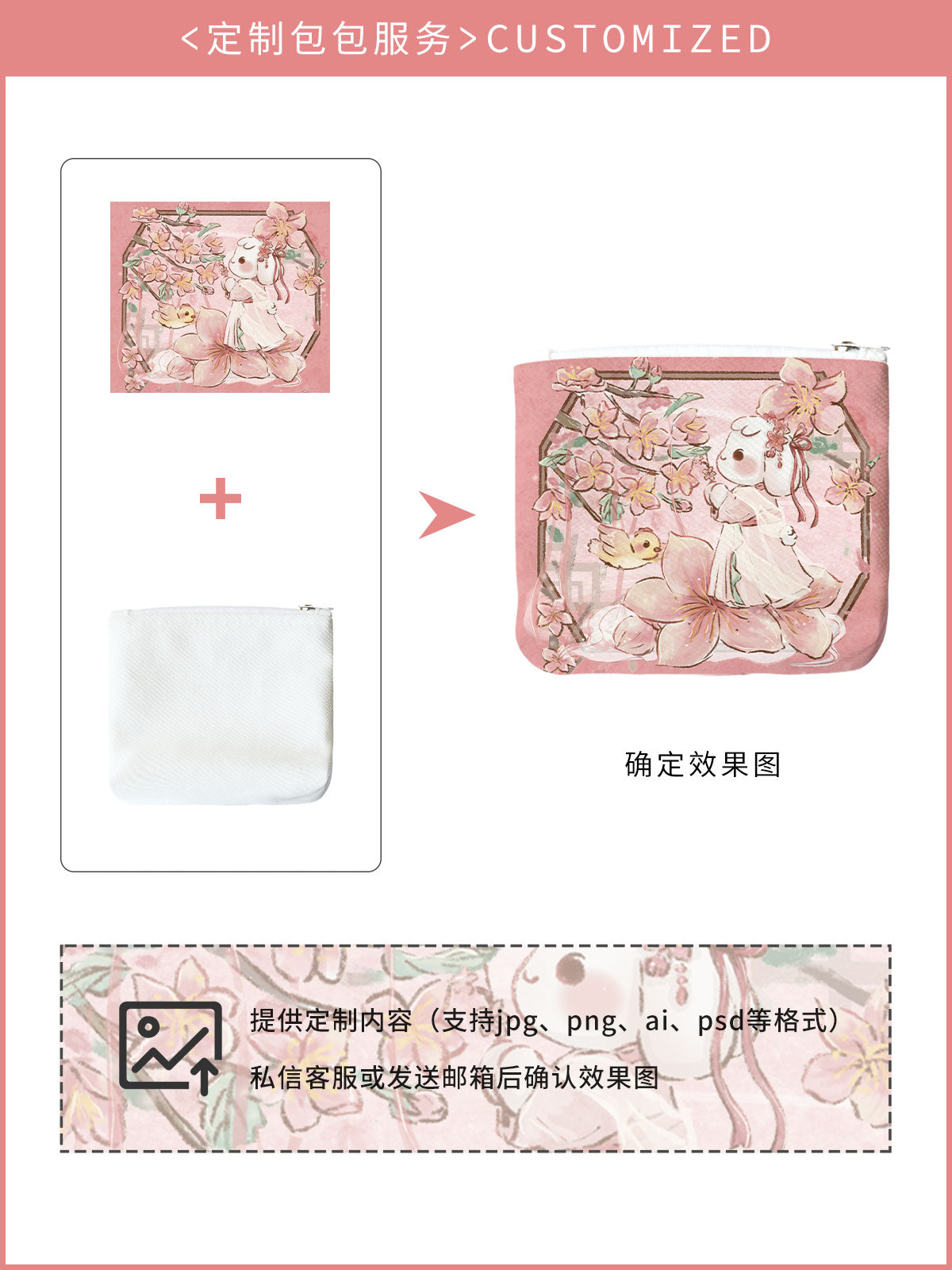 Peach Blossom Canvas Coin Purse