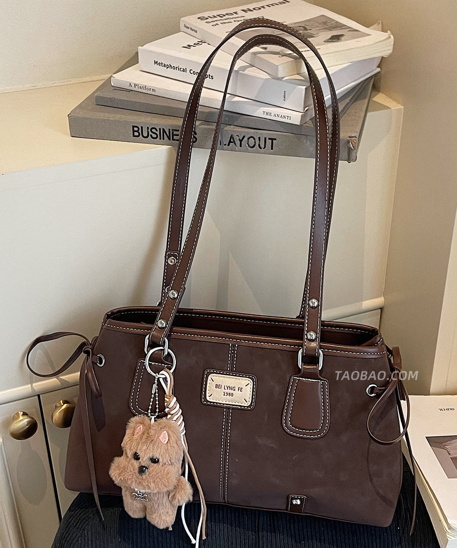 Camden Vintage Contrast-Stitch Tote Bag