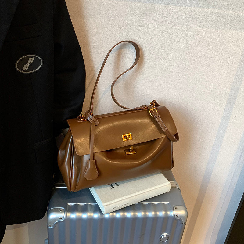 Audrey Vintage Turn-Lock Satchel Bag