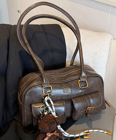 Bolso de hombro de piel lisa Toffee