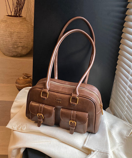 Bolso de hombro de piel lisa Toffee