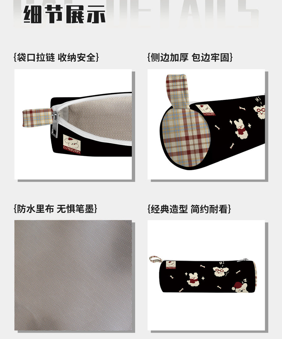 Sleepy Westie Canvas Round Pencil Case