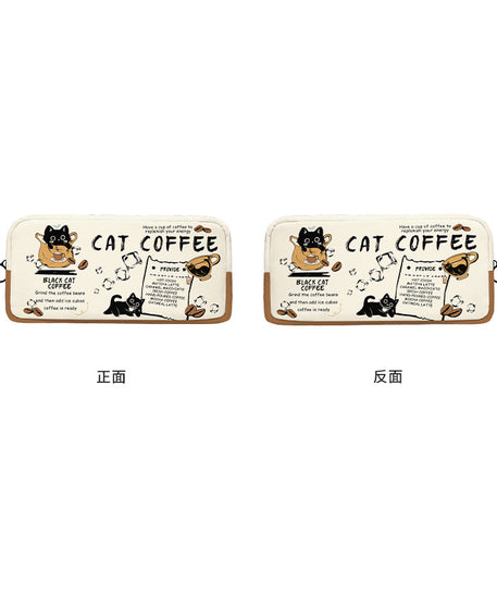 Black Cat Cafe Canvas Box Pencil Case