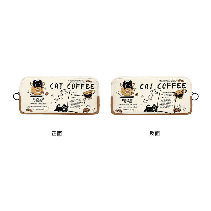 Black Cat Cafe Canvas Box Pencil Case