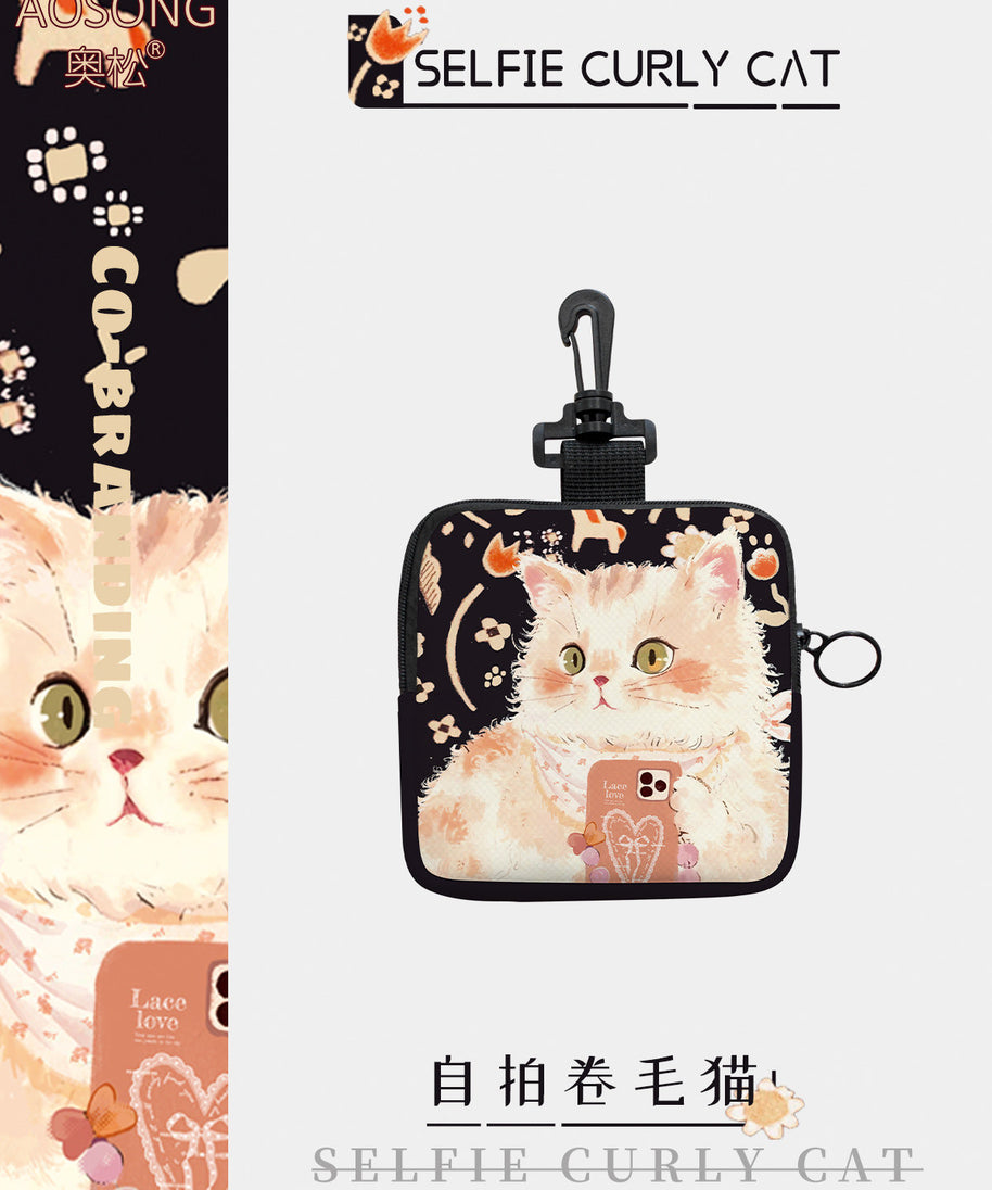 Selfie Curly Cat Canvas Card Wallet