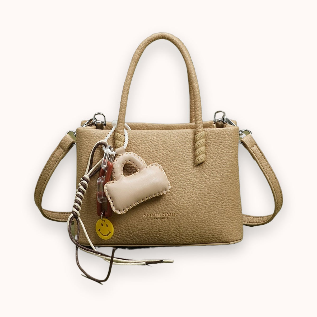 Minibolso tote de piel granulada Petal