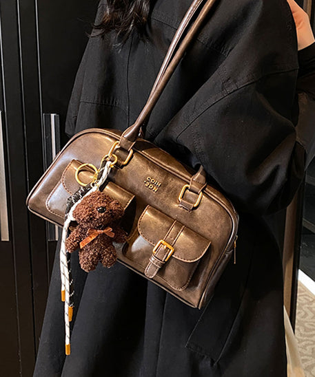 Bolso de hombro de piel lisa Toffee