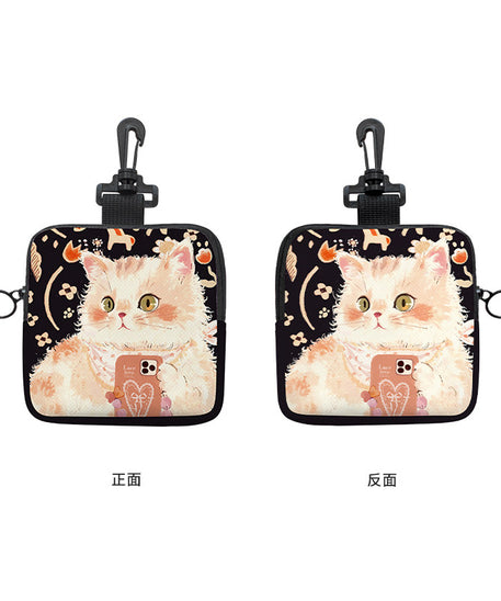 Selfie Curly Cat Canvas Card Wallet