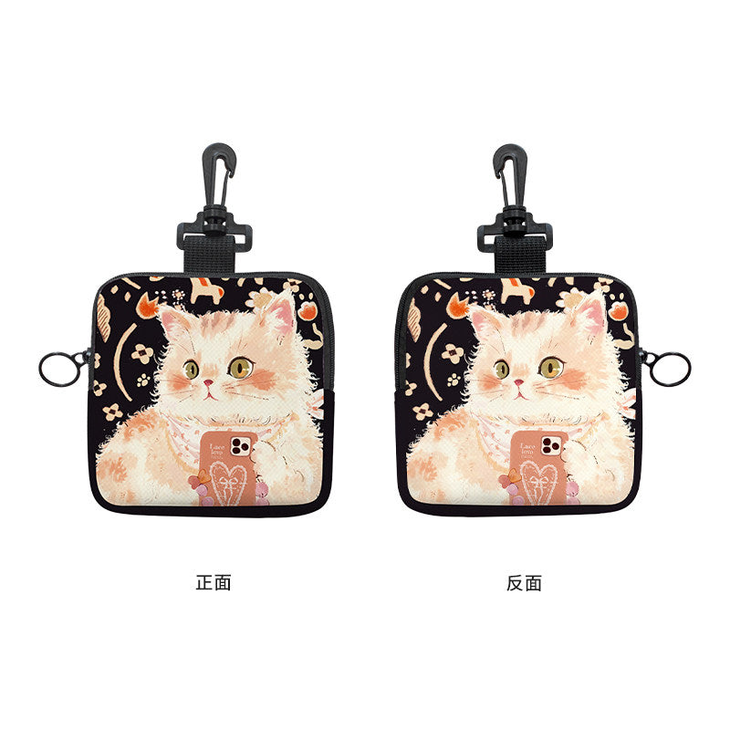 Selfie Curly Cat Canvas Card Wallet