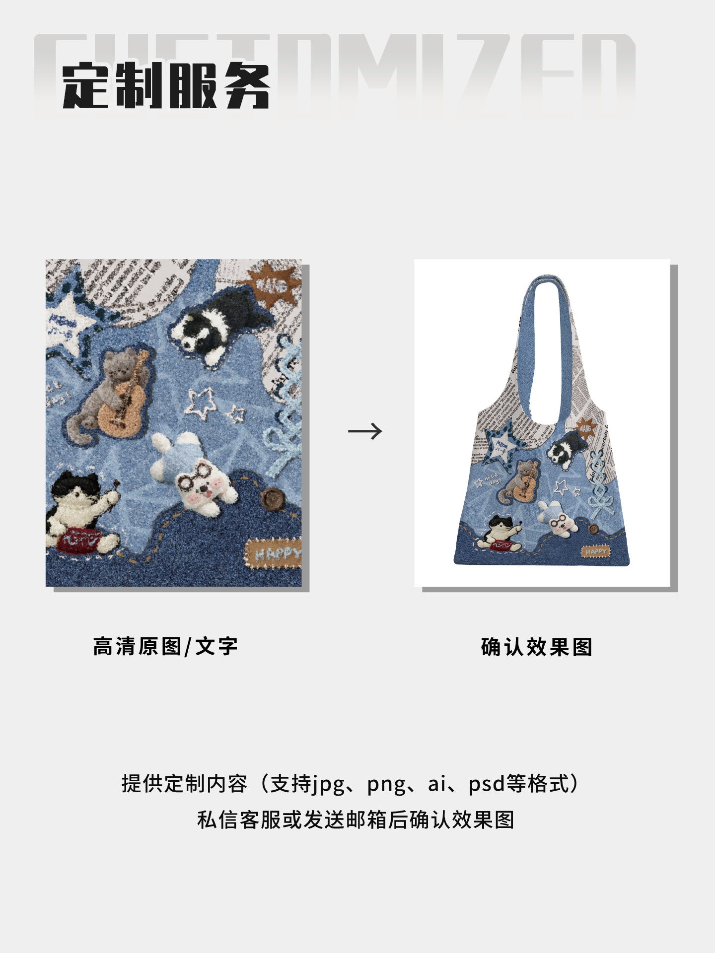 Denim Band Canvas Shoulder Bag