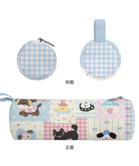 Patchwork Park Canvas Round Pencil Case