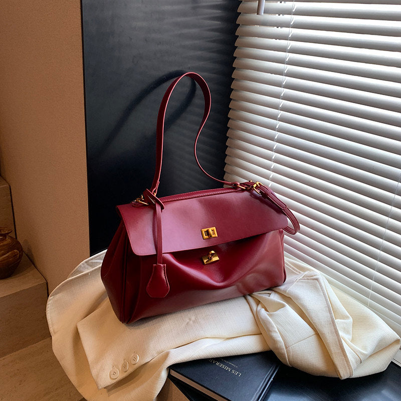 Audrey Vintage Turn-Lock Satchel Bag