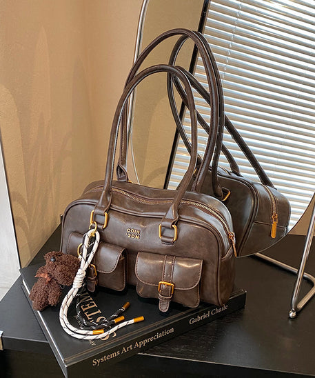 Bolso de hombro de piel lisa Toffee