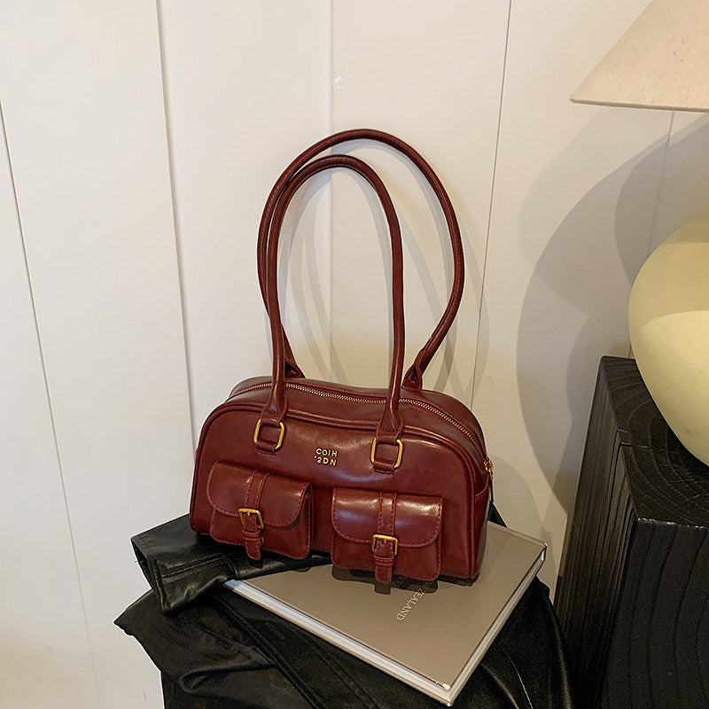 Bolso de hombro de piel lisa Toffee