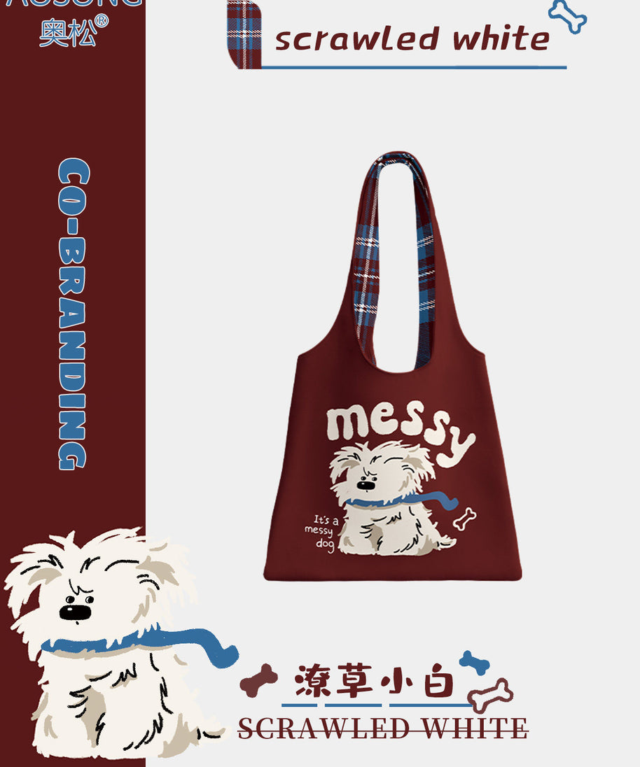 Scribble Pup Canvas Shoulder Bag