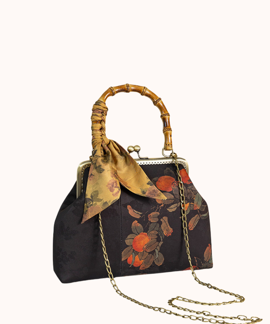 Borsa con manico superiore in jacquard Persimmon