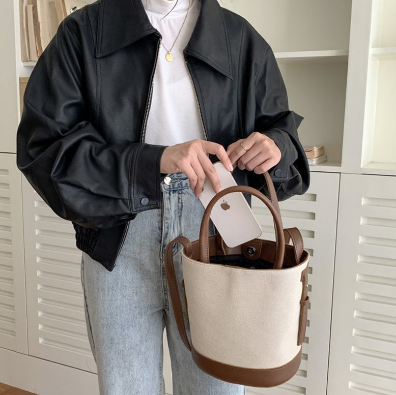Serah Vegan Leather Crossbody Bucket Bag