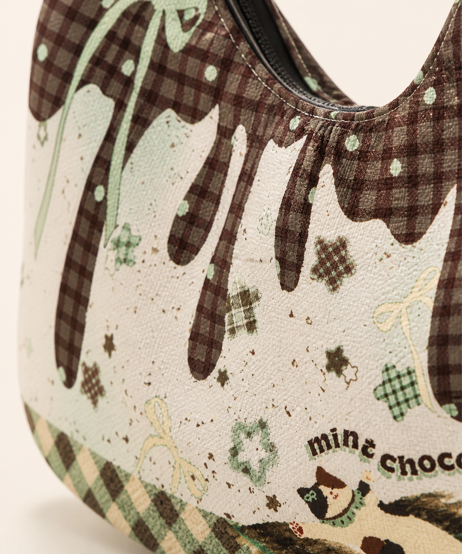 Calico Cat Canvas Crossbody Bag — artwork and material detail