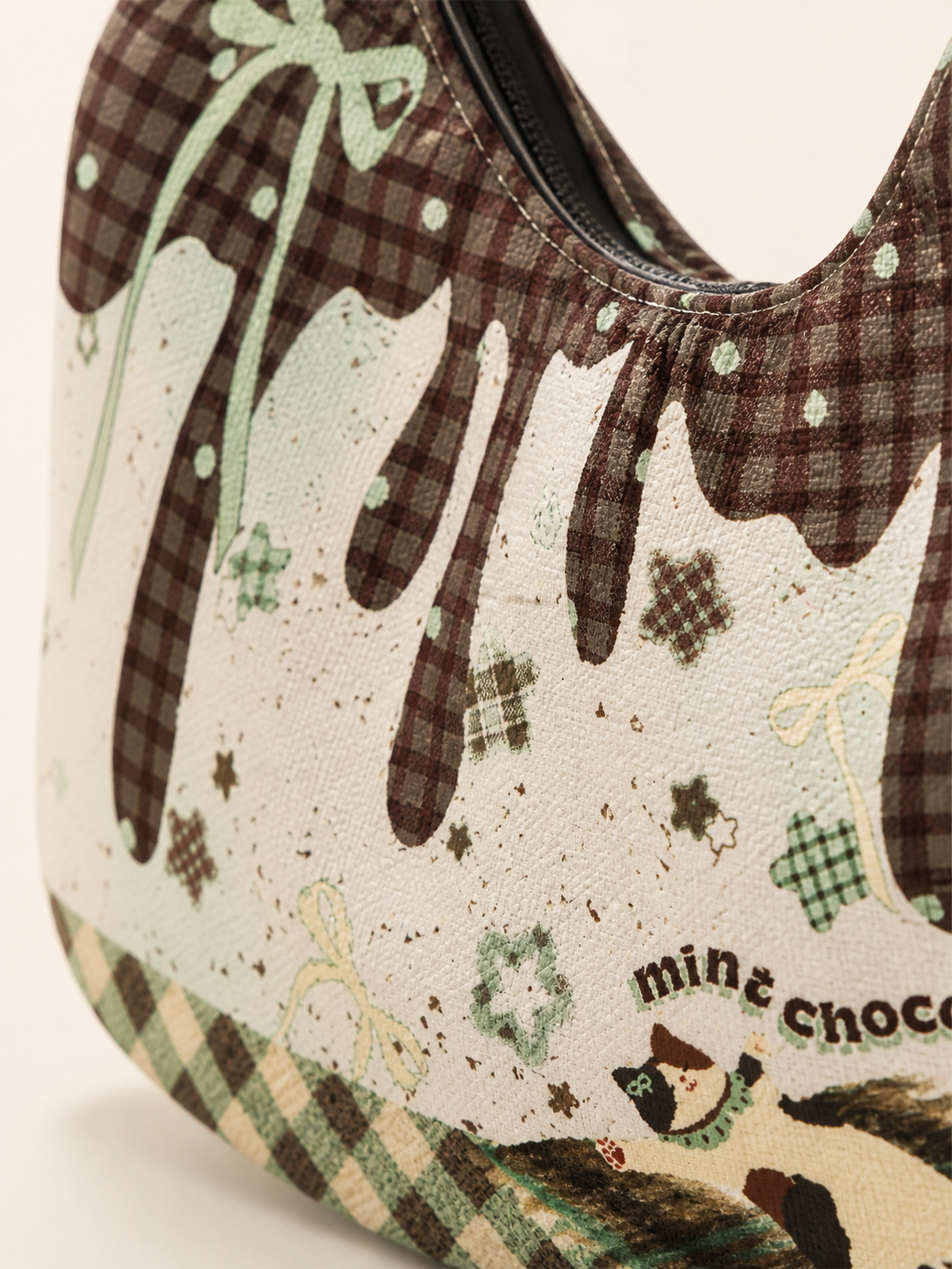 Calico Cat Canvas Crossbody Bag — artwork and material detail
