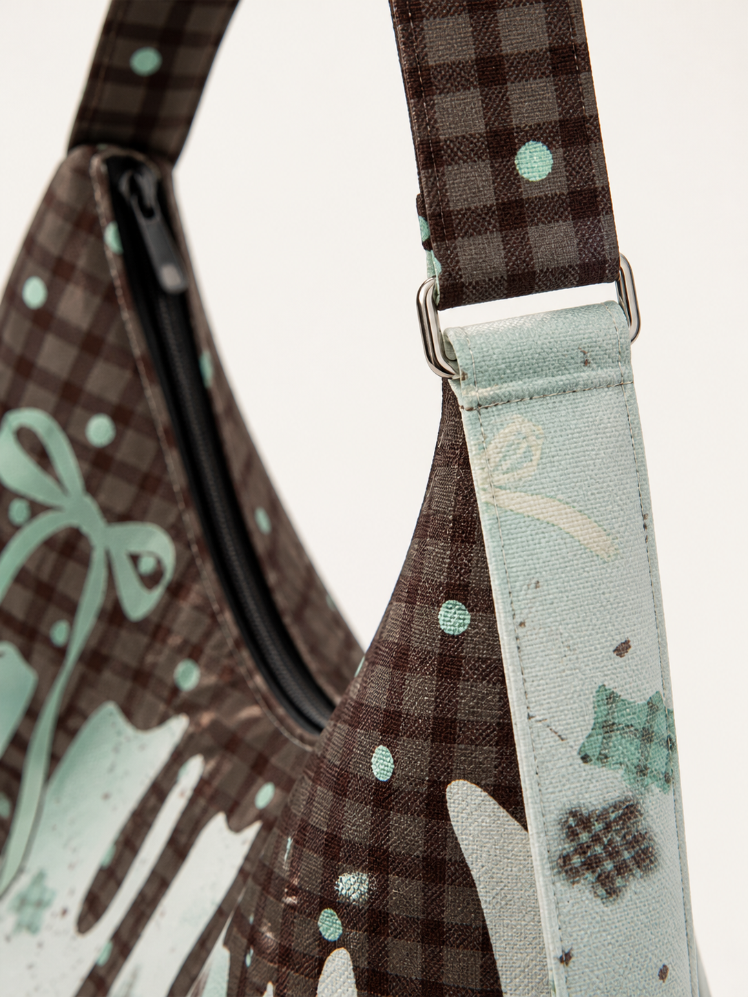 Calico Cat Canvas Crossbody Bag — strap detail