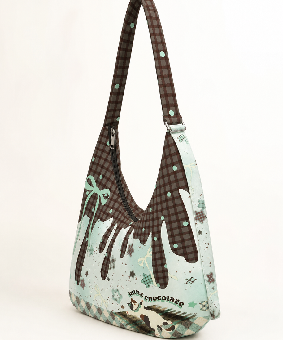 Calico Cat Canvas Crossbody Bag — back view