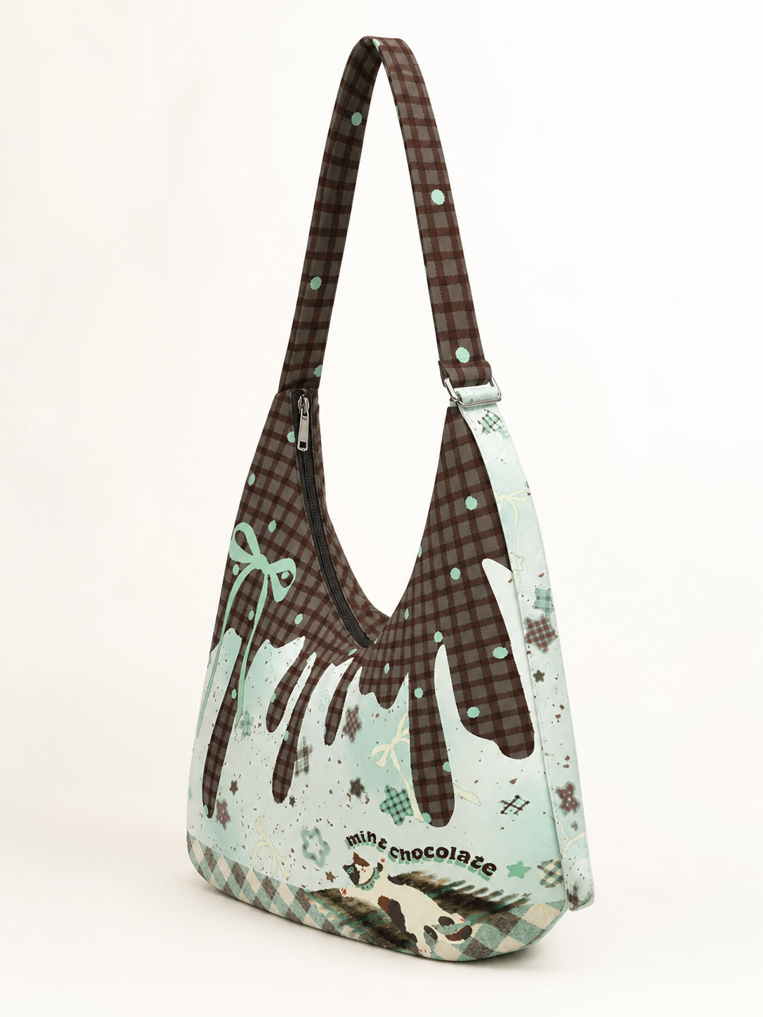 Calico Cat Canvas Crossbody Bag — back view