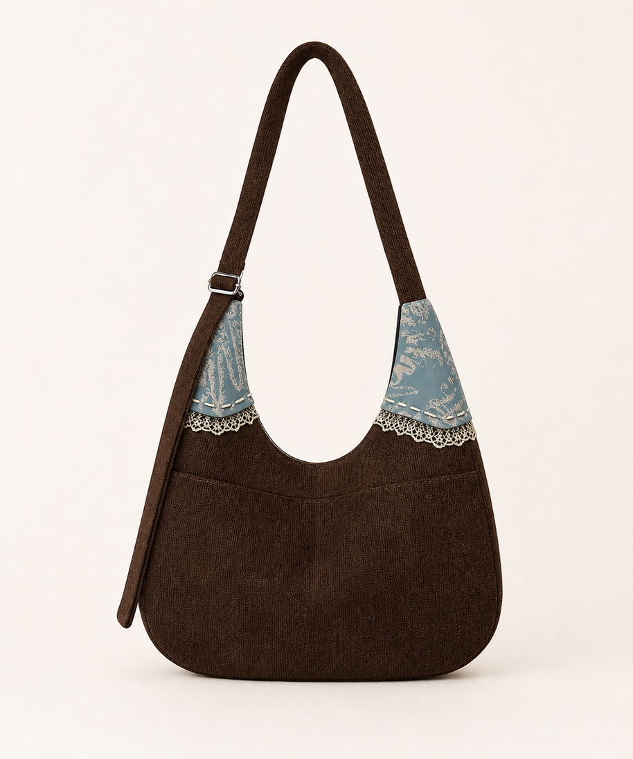 Caramel Puppy Canvas Crossbody Bag — back view