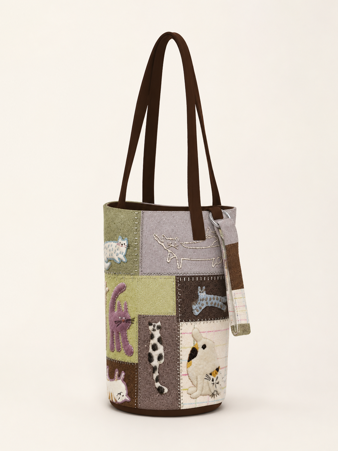 Cat Antics Canvas Bucket Bag — back view